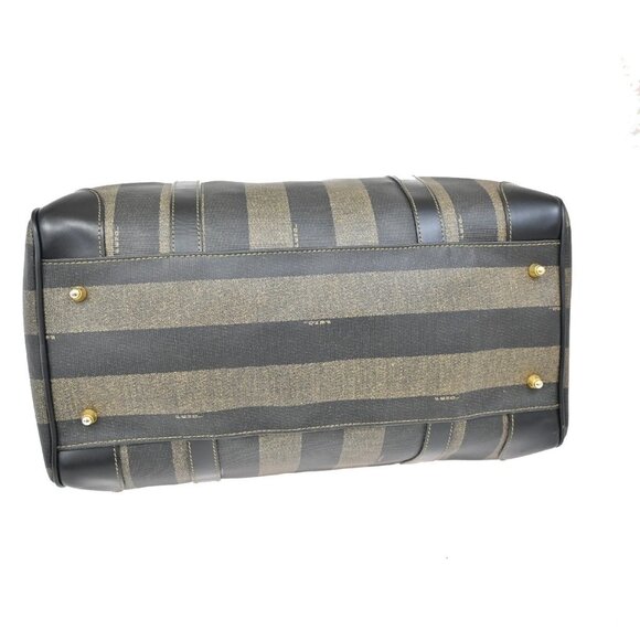 FENDI Logo Pequin Travel Hand Bag PVC Leather Black GHW Made in Italy 65KB280 - Picture 6 of 15